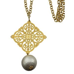 Susan Shaw Cotton Pearl Gold Tone Necklace